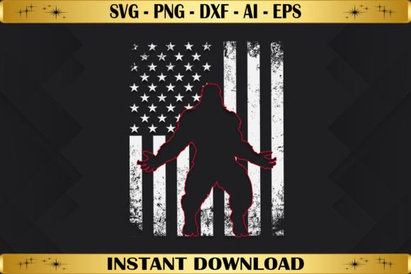 Bigfoot American Flag Graphics for T-Shirt Designs