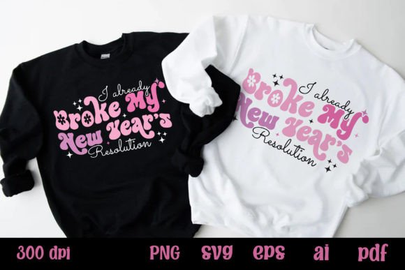 Pink New Year Funny Quote SVG Graphics