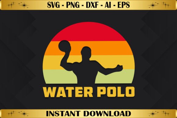 Water Polo Player Retro Graphics for T-Shirt Designs
